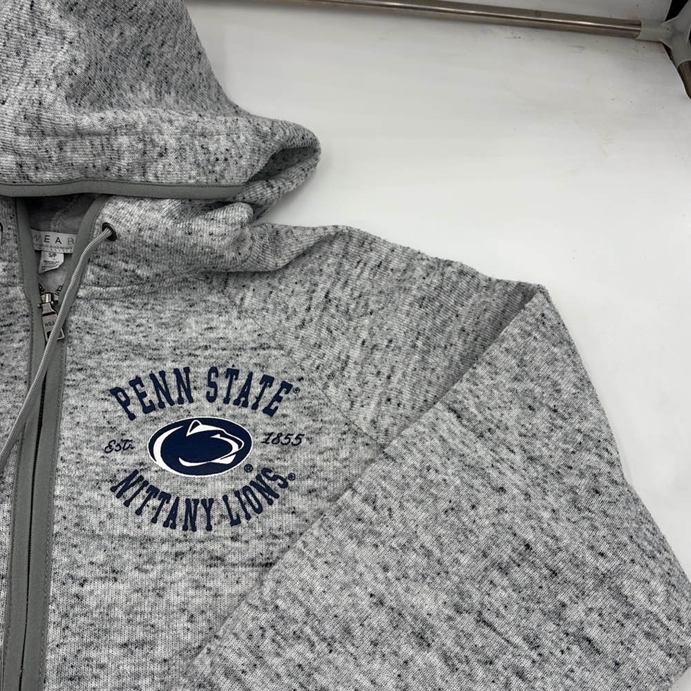 WEAR by Erin Andrew’s Penn State Speckle Double-Hit Raglan Full-Zip Hoodie - Picture 2 of 7